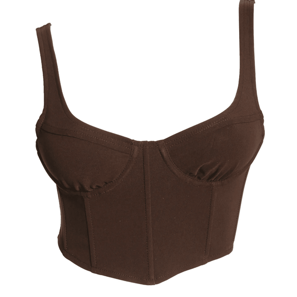 MARLY STRETCH CORSET TOP - BROWN - Total Babe